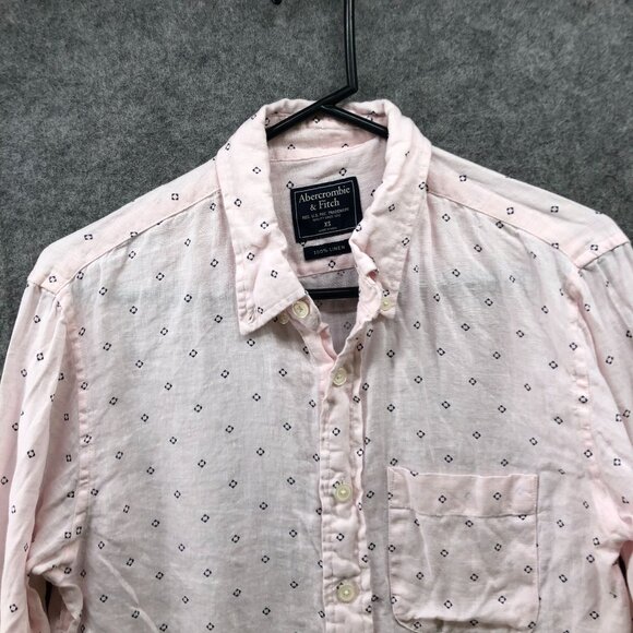 Abercrombie & Fitch 100% Linen Long Sleeve Shirt Mens XS Pink Button Down - Picture 3 of 8